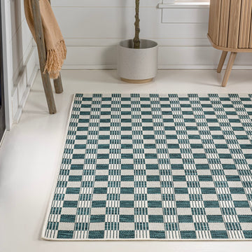 Aimee Traditional Cottage Checkerboard Indoor/Outdoor Area Rug